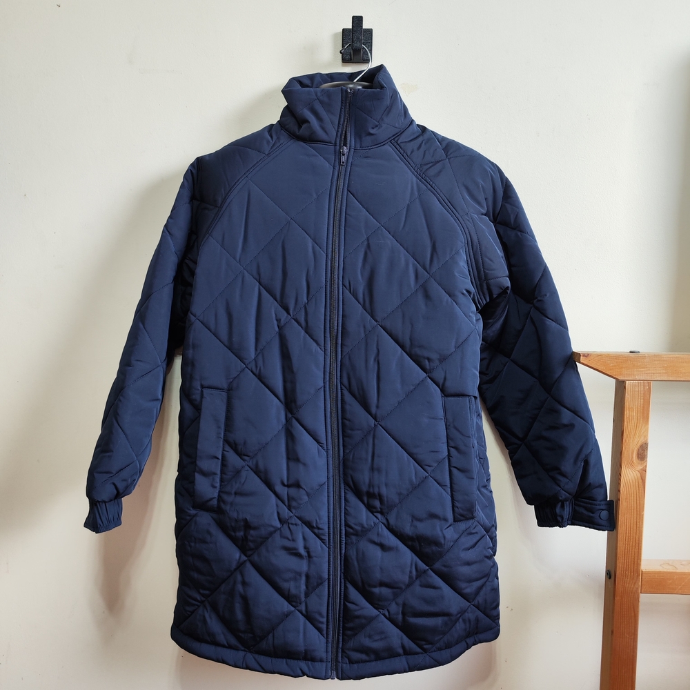 Amazon Navy Quilted Puffer Jacket with High Collar